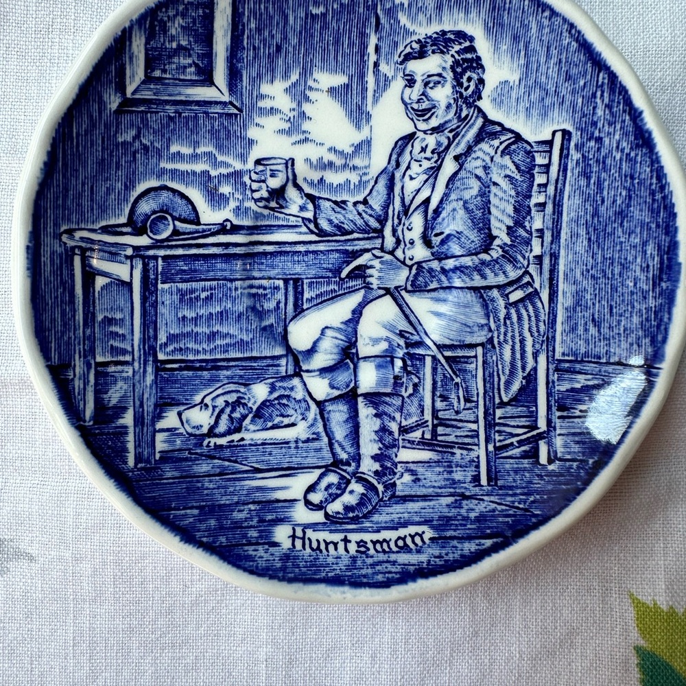 Vintage Enoch Wedgwood 10cm Blue & White Small Dish/Plate antique fine china